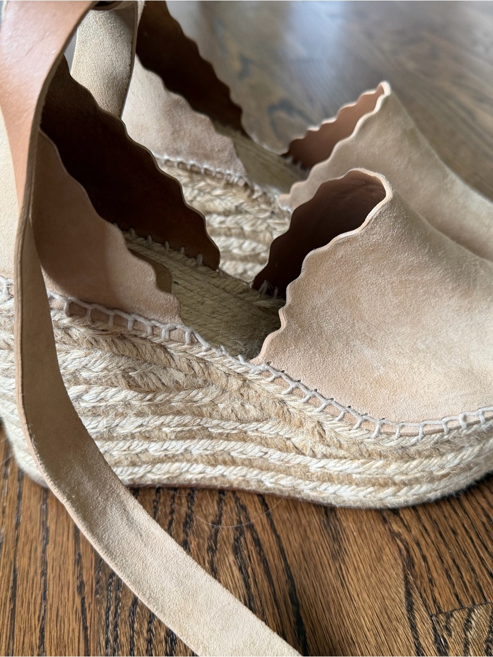 CHLOE Suede Espadrille Wedge Sandals - Beige - 39 - Picture 6 of 12